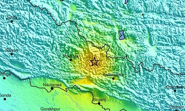 map of Nepal earthquake